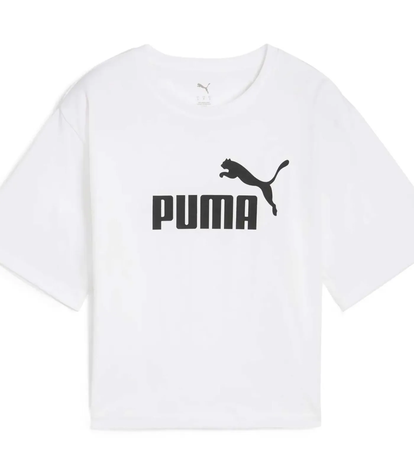 PUMA Ess Cropped No. 1 Logo Relaxed Tee white Hot