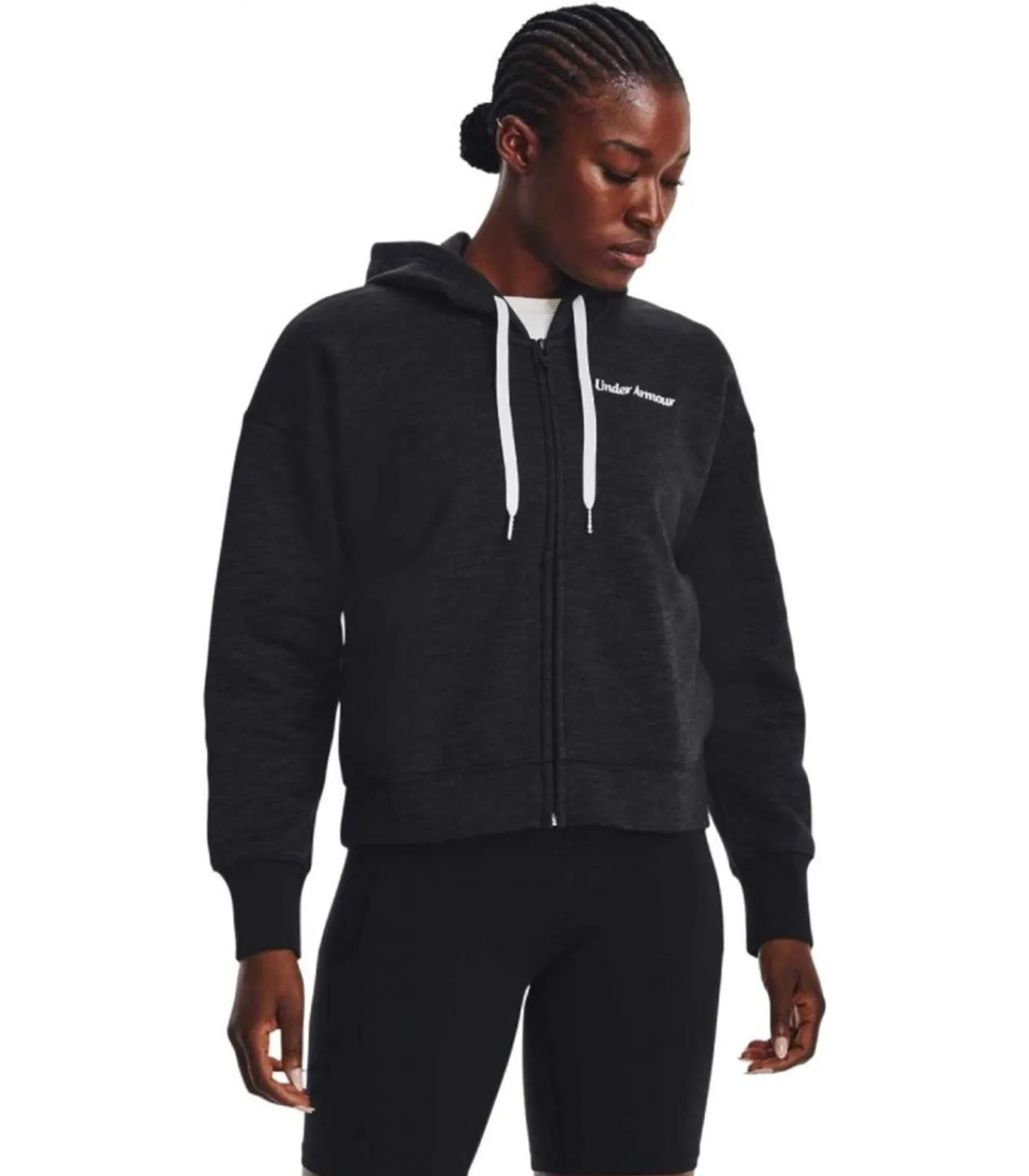 Under Armour ESSENTIAL - Trui met kap Met Volledige Ritssluiting - Zwart black Sale