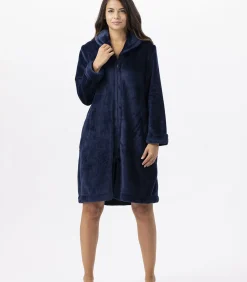 LE CHAT ESSENTIEL H56B molton pluche kamerjas met rits navyBlue Discount