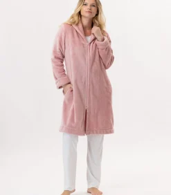 LE CHAT ESSENTIEL H56B molton pluche kamerjas met rits pink Best