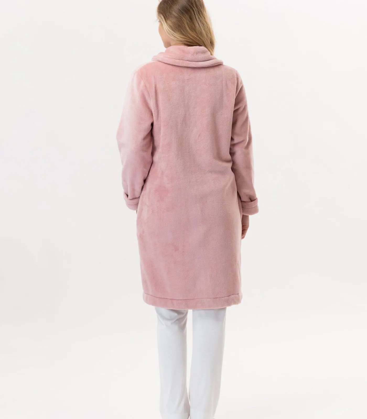 LE CHAT ESSENTIEL H56B molton pluche kamerjas met rits pink Best