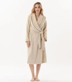 LE CHAT ESSENTIEL H61B pluche flanellen badjas beige Clearance