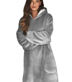 SELMARK Extra groot poncho sweatshirt met capuchon PC1 STYLE ADD gray Best