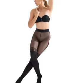 LISCA Fashion Panty over de knie Lijnen black Sale