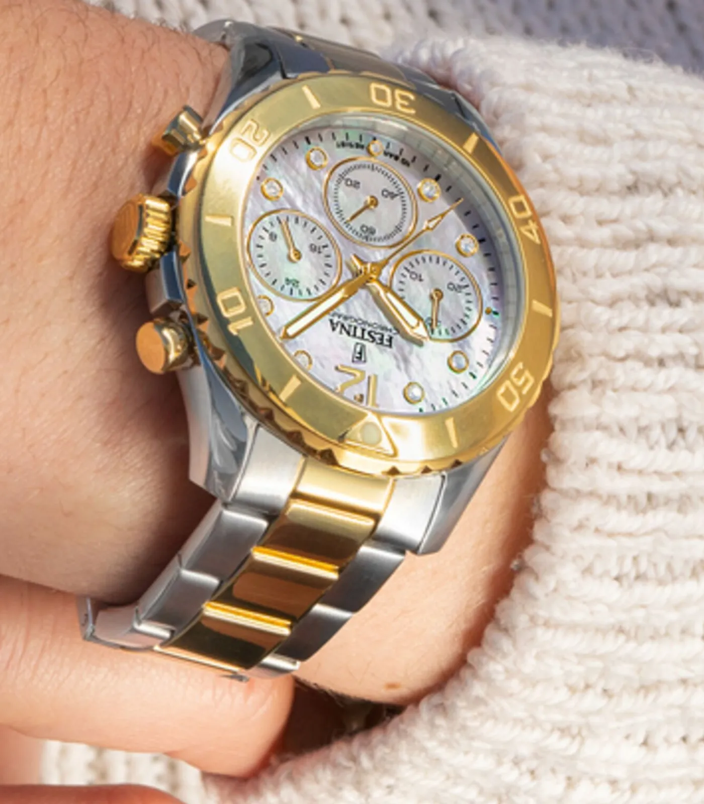 FESTINA dames nacre staal horloge armband Pearl Outlet