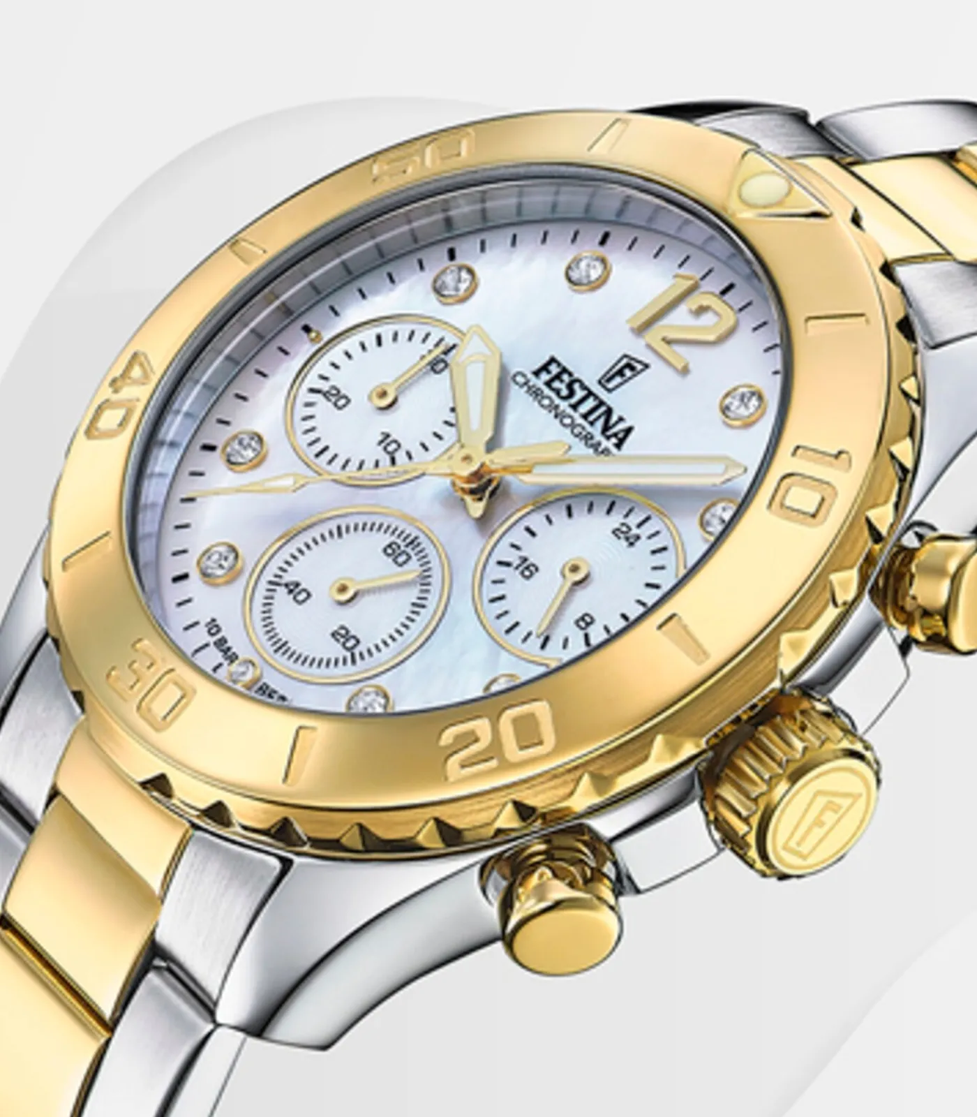 FESTINA dames nacre staal horloge armband Pearl Outlet