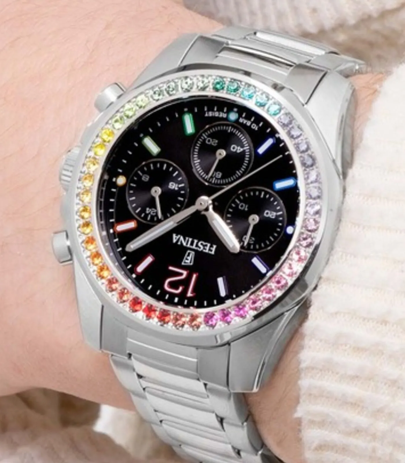 FESTINA rainbow dames zwart staal horloge armband black Discount