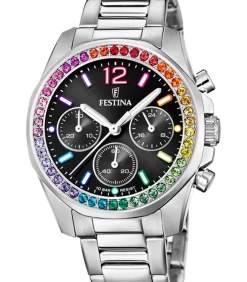 FESTINA rainbow dames zwart staal horloge armband black Discount