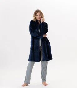 LE CHAT Flanellen pluche jas ESSENTIEL H55B blue Sale