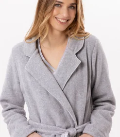 LE CHAT Fleece badjas met overslag ESSENTIEL H65A gray Clearance