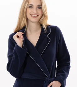 LE CHAT Fleece badjas met overslag ESSENTIEL H65A blue Online