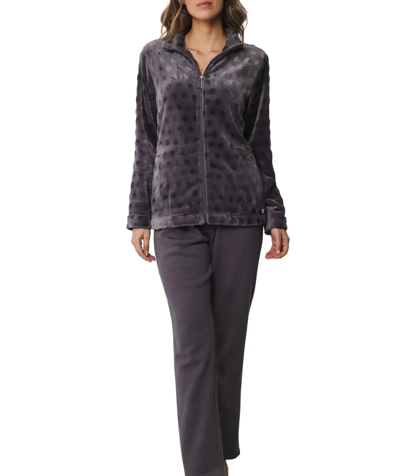 Pastunette Fleece huispak dames - Grijs - Warm 2-delig winter huispak - Pyjamapak vrouwen multicolor New