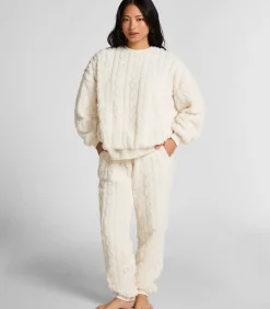 Hunkemöller Fleece top met kabelontwerp white Discount