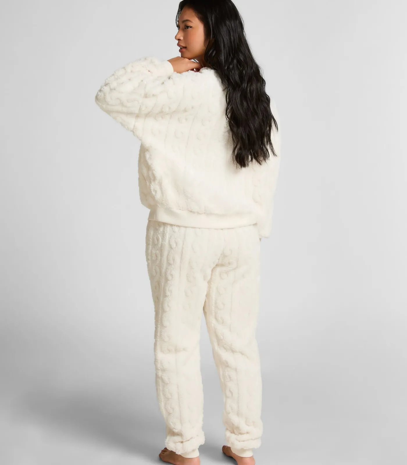 Hunkemöller Fleece top met kabelontwerp white Discount