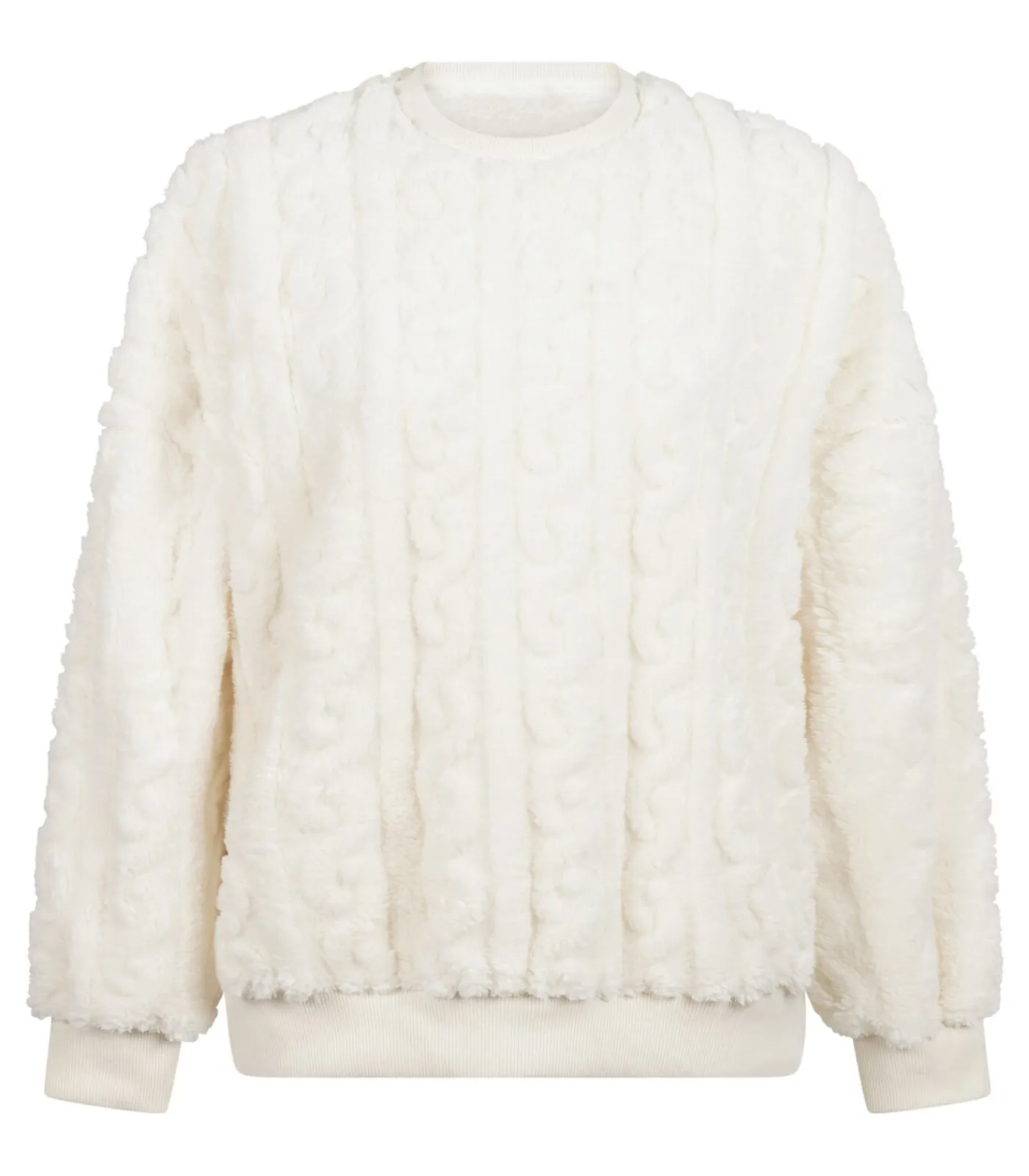 Hunkemöller Fleece top met kabelontwerp white Discount