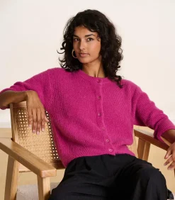La Fée Maraboutée Fuchsia roze geribbelde gebreide gilet pink Sale