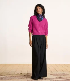 La Fée Maraboutée Fuchsia roze geribbelde gebreide gilet pink Sale