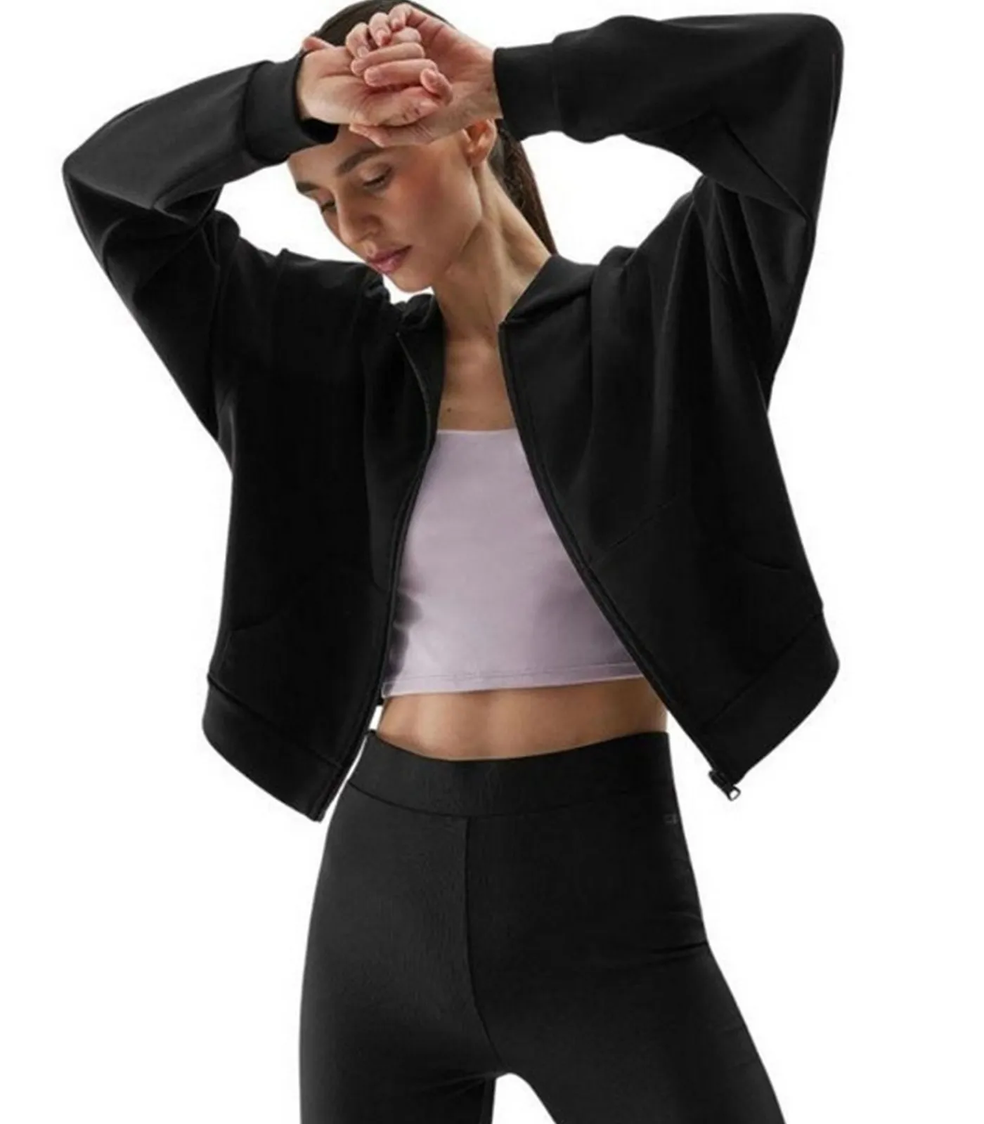 4F WSS24TSWSF1002 - Trui met kap Met Volledige Ritssluiting - Zwart black Online