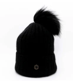 JAIL JAM Galanter Fur Cuffia A Coste Con Risvolto E Pompon black Outlet