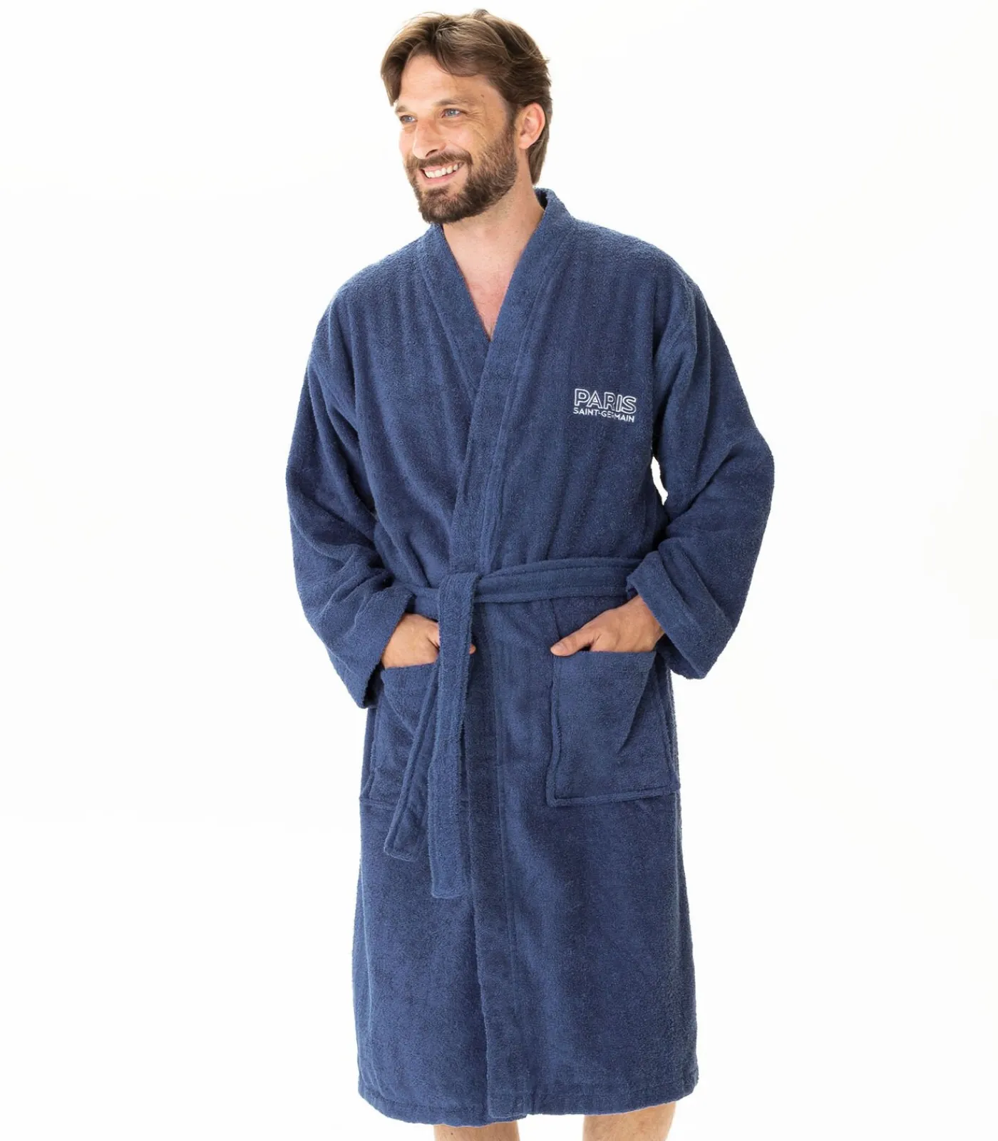PSG Geborduurde badjas met kimonokraag 100% katoen, Paris Saint Germain PARISIAN blue Online