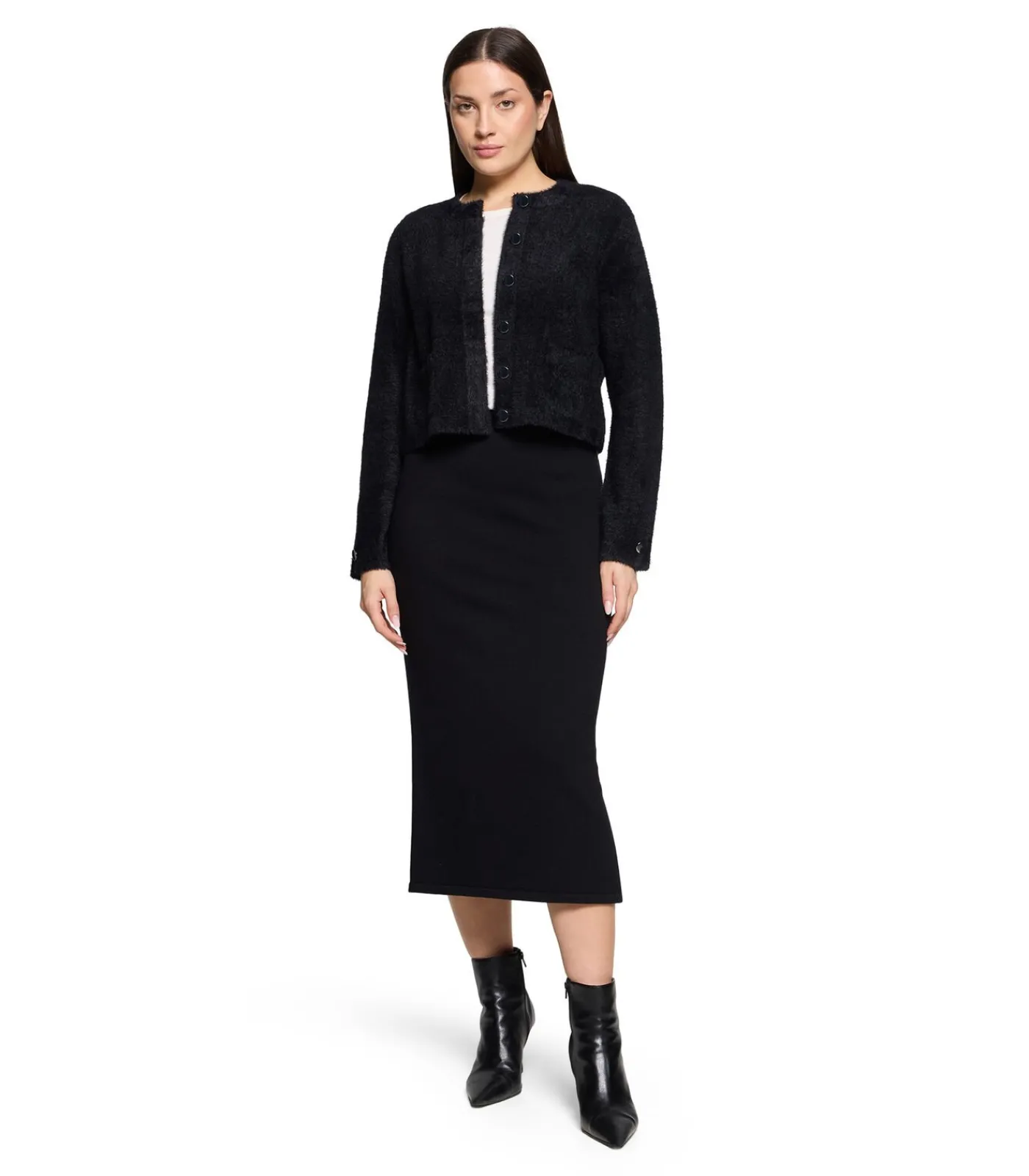 Betty Barclay Gebreid vest black New