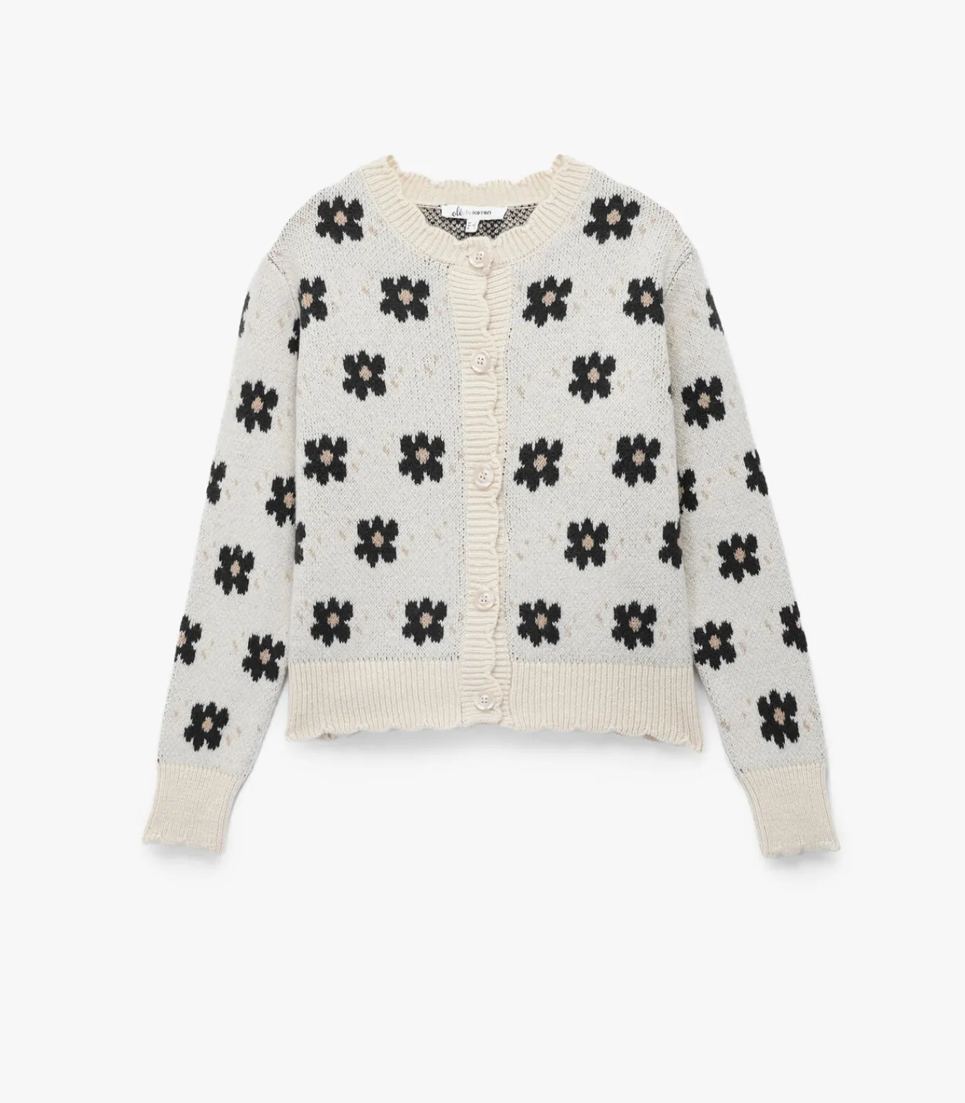 Koton Gebreid vest met bloemenmotief beige