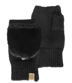 ISOTONER Gebreide dameswanten met imitatiebont Zwart black Outlet