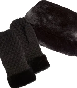 ISOTONER Gebreide dameswanten Zwarte bontrand black Online