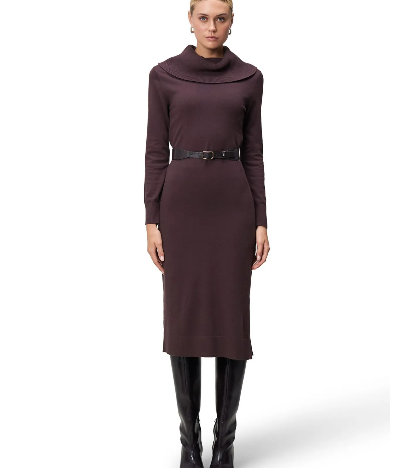 Zero Gebreide jurk darkPurple/brown