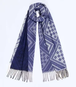 La Fiancée Gebreide rechthoekige sjaal CREEK blue New