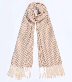 La Fiancée Gebreide rechthoekige sjaal GEO beige Sale