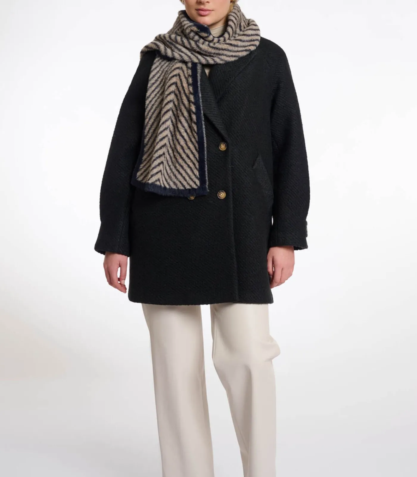 Rino&Pelle Gebreide sjaal Oat zwart OS lightBrown Sale