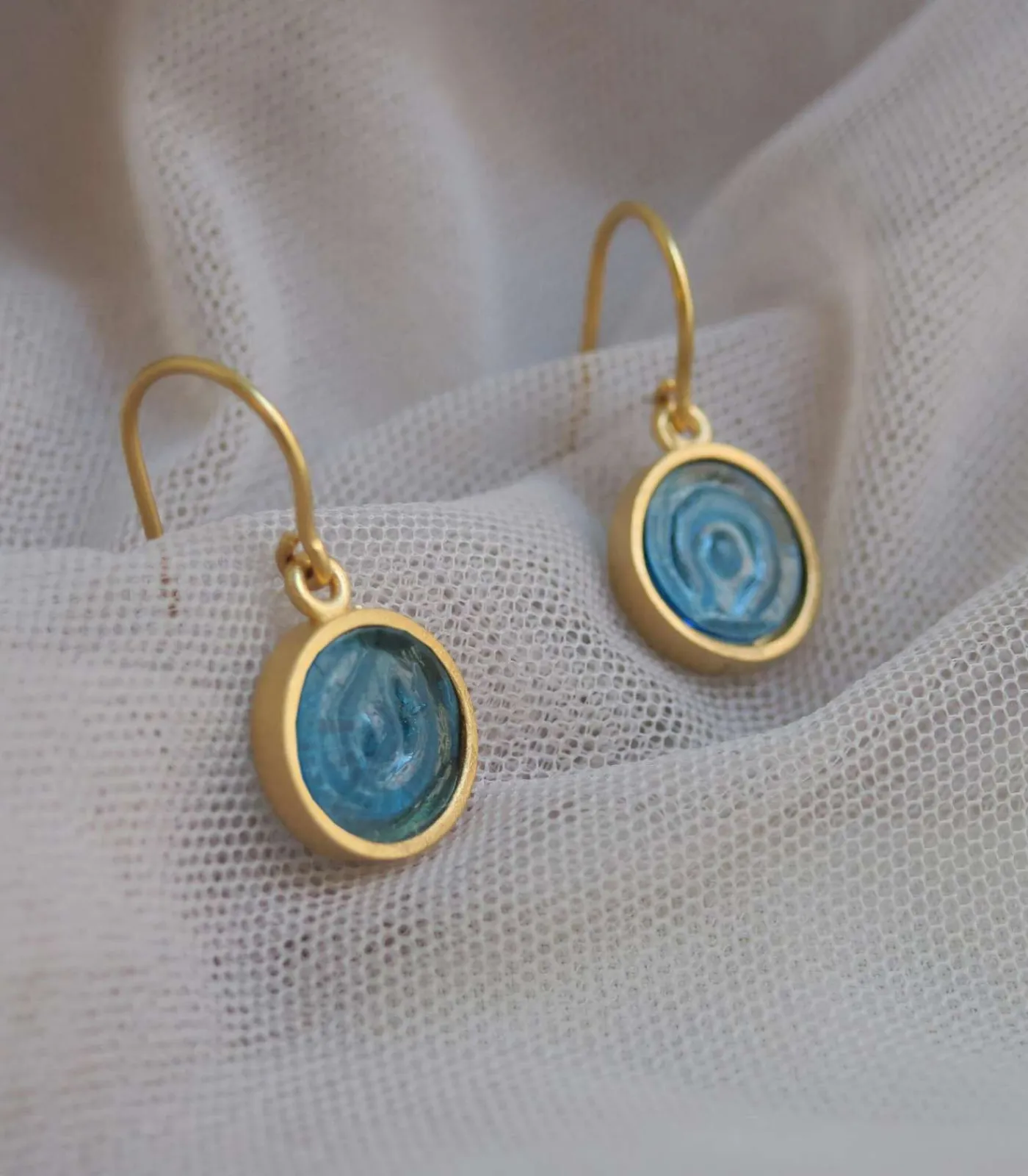 Joidart Gehaakte gouden oorbellen Gaudí Jewelry blauw gold Clearance
