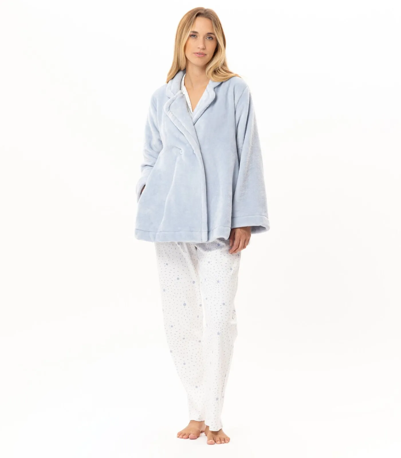 LE CHAT Geknoopt jasje van pluche flanel ESSENTIEL H77A blue