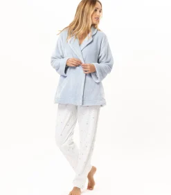 LE CHAT Geknoopt jasje van pluche flanel ESSENTIEL H77A blue