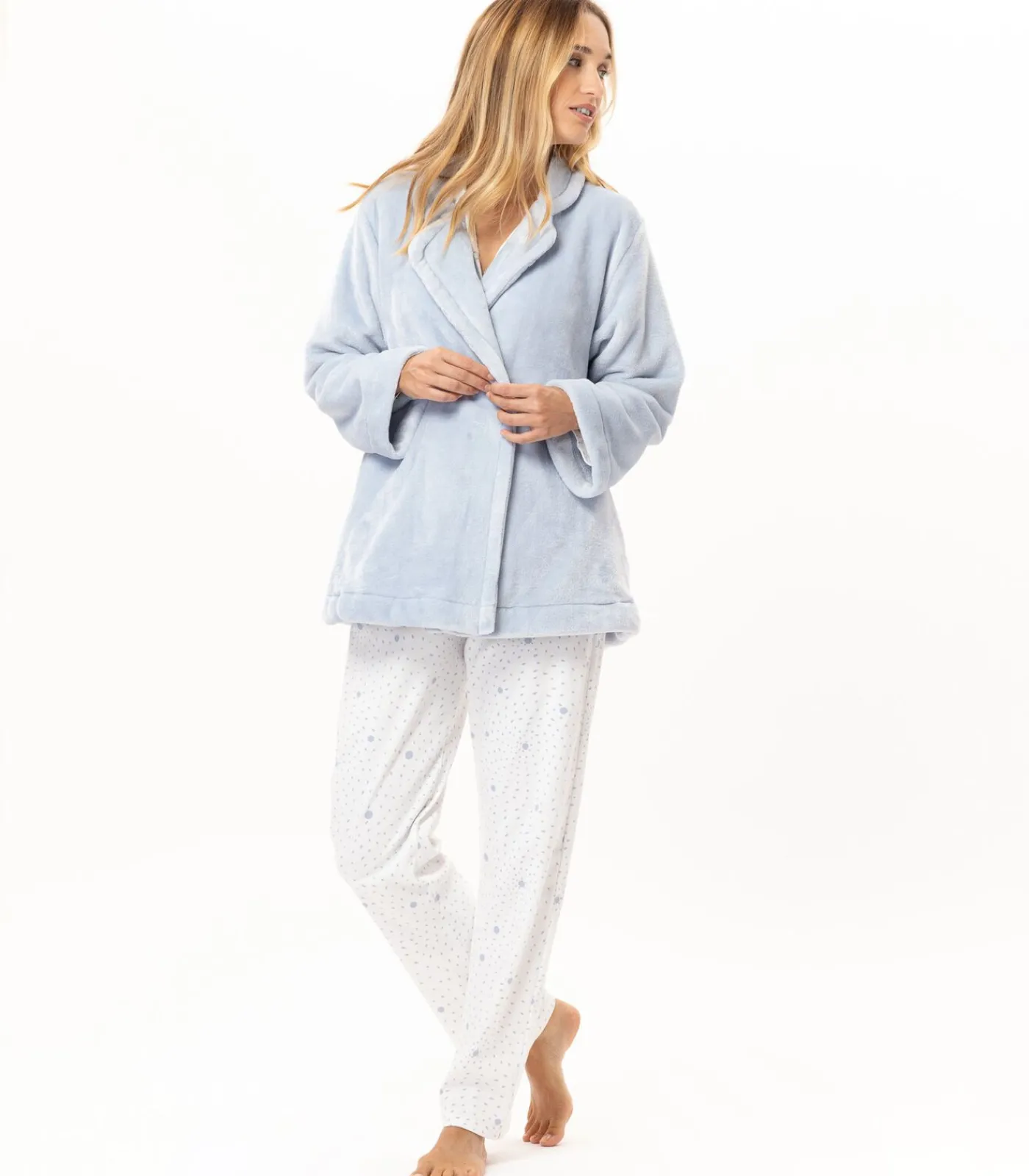 LE CHAT Geknoopt jasje van pluche flanel ESSENTIEL H77A blue