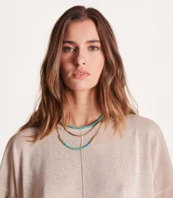 La Fée Maraboutée Gelaagde gouden ketting met turkooizen stenen turquoise Discount