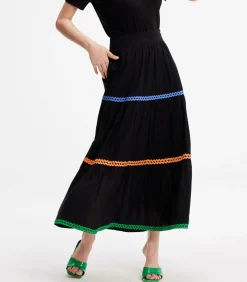Smart & Joy Gelaagde ruches Boheemse uitlopende rok black Hot