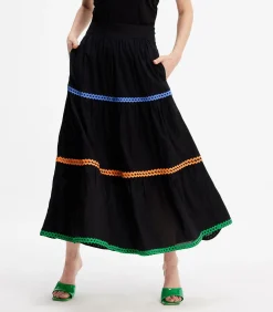 Smart & Joy Gelaagde ruches Boheemse uitlopende rok black Hot