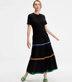 Smart & Joy Gelaagde ruches Boheemse uitlopende rok black Hot