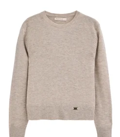 Polo Club Gemêleerd beige trui van merinowol, met slim fit en ronde hals lightBeige Best
