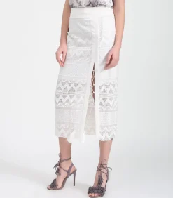 Smart & Joy Geometrische kanten rok op kuitlengte white Clearance