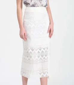 Smart & Joy Geometrische kanten rok op kuitlengte white Clearance