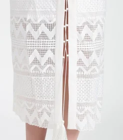 Smart & Joy Geometrische kanten rok op kuitlengte white Clearance