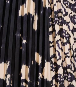 La Fée Maraboutée Geplooide rok tot halverwege de lengte in blauw en beige print navyBlue Outlet