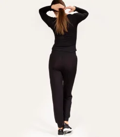 ISOTONER Geribde joggerbroek voor dames Zwart black Clearance