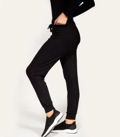 ISOTONER Geribde joggerbroek voor dames Zwart black Clearance