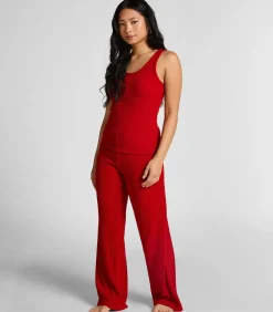 Hunkemöller Geribde singlet van geborstelde jersey red Online