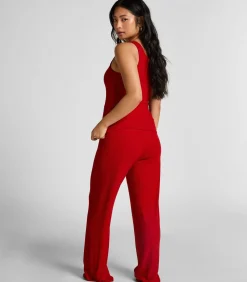 Hunkemöller Geribde singlet van geborstelde jersey red Online