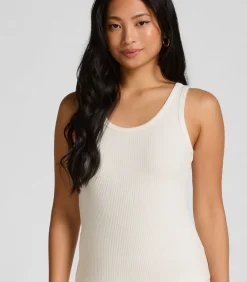 Hunkemöller Geribde singlet van geborstelde jersey white Clearance